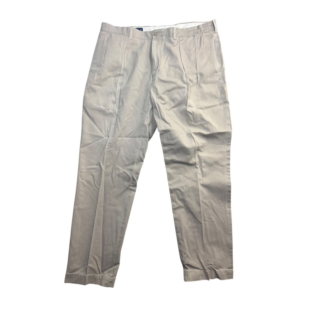 Polo Ralph Lauren Ethan Pant Mens 40x32 Tan Khaki Pleated Cotton Chino Trousers
